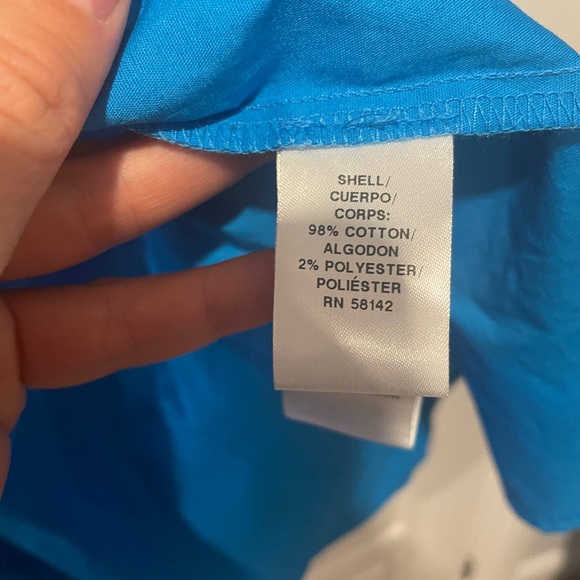 Donna Morgan Poplin button up cotton dress blue size 14 - Picture 5 of 10